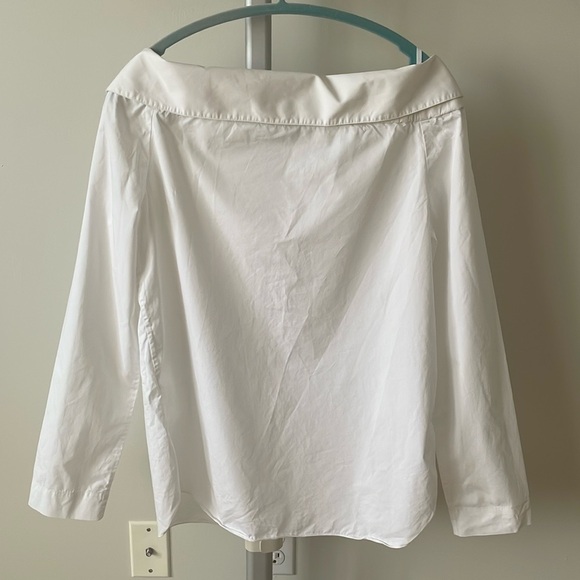 Tibi Notched Off shoulder white cotton blouse top, size US 4 - Picture 6 of 10